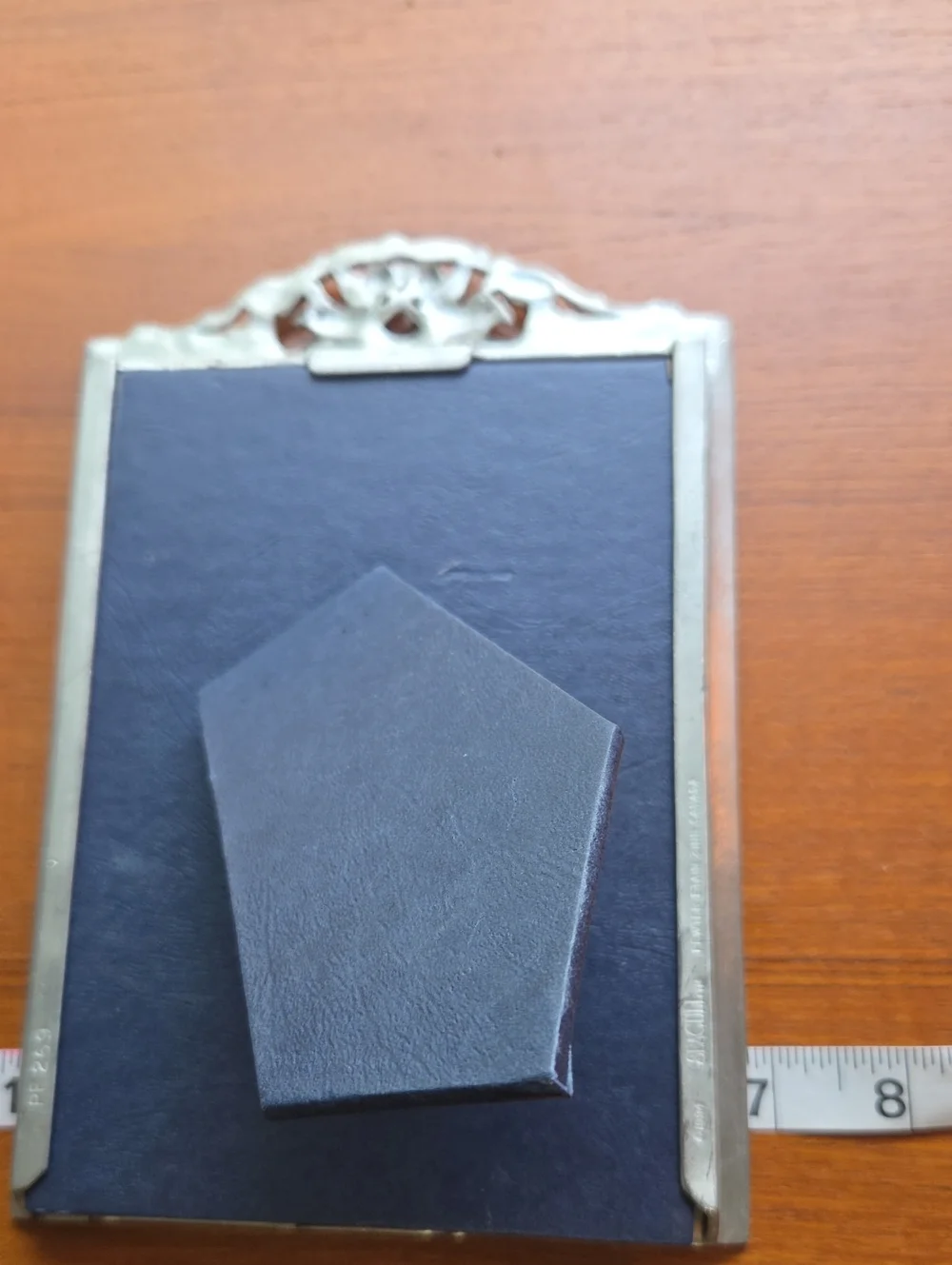 Pewter Ornate  Photo Frame - With 1900s Lovers Postcard